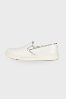 White leather slip-ons