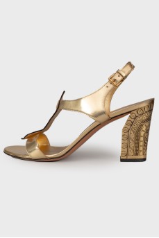 Patterned gold sandals