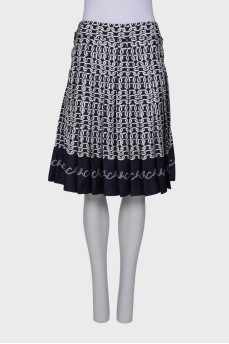 Patterned silk pleated skirt