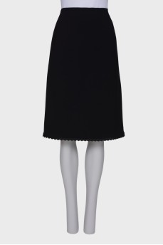 Straight black wool skirt