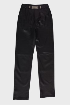 Leather trousers with silver hardware