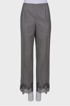 Gray trousers with lace bottom