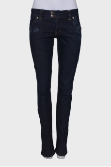 Navy blue print jeans