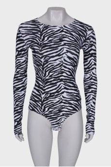 Zebra print bodysuit with tag