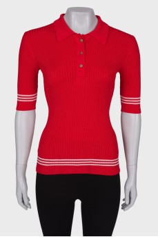 Red ribbed polo