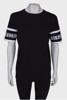 Black T-shirt with logo on the sleeves