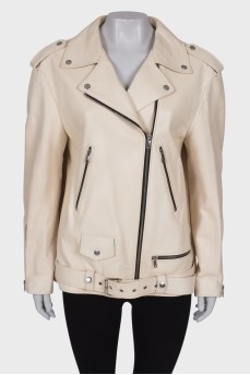 White leather jacket with belt