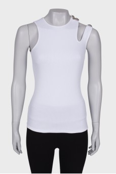 Ribbed top with cut-out shoulder
