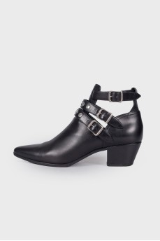 Leather boots with silver hardware