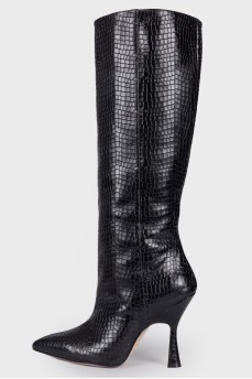 Embossed leather boots