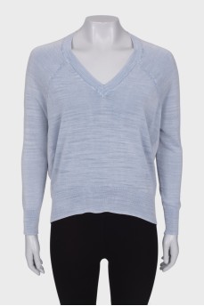 Grey-blue V-neck jumper