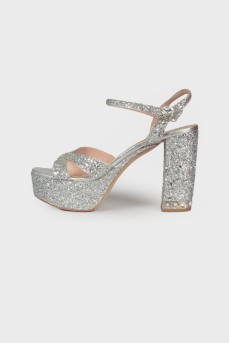 Glitter shoes with block heel 