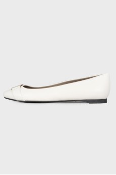 Nappa white leather ballerina shoes