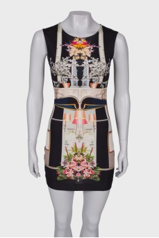 Silk mini dress in floral print