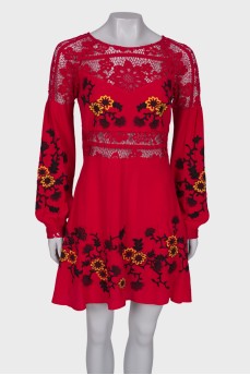 Red dress with embroidery