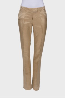 Golden linen trousers
