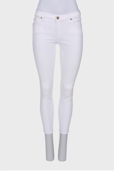 White jeans with raw seams