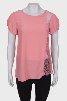 Pink T-shirt with translucent insert