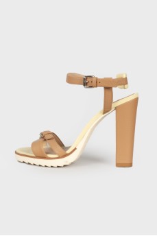 Leather heeled sandals