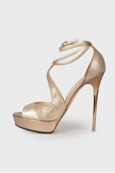 Gold glitter sandals