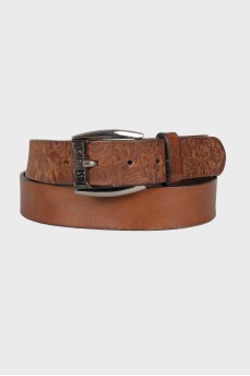 Engraved leather belt