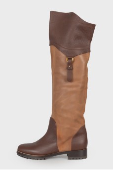 Two tone leather boots