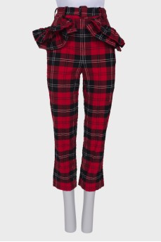Checkered trousers with frill