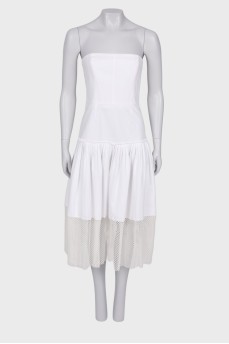 White dress with pleated hem