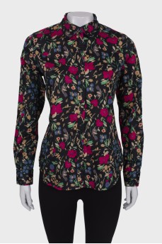 Black shirt in floral print