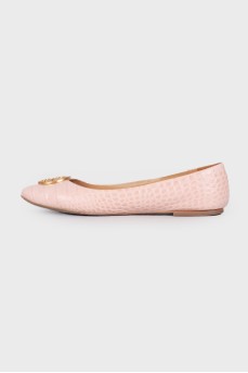 Embossed leather flats