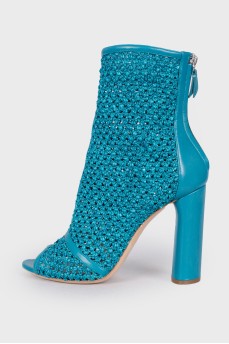 Woven leather ankle boots
