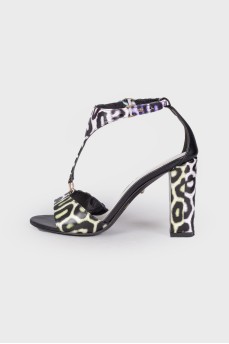 Leopard print leather sandals
