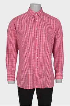 Men's red check shirt