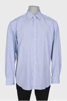 Men's light blue plaid shirt