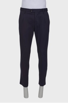 Men's classic navy blue trousers, with a tag
