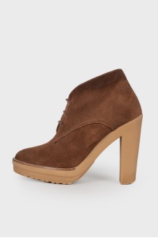 Brown suede ankle boots