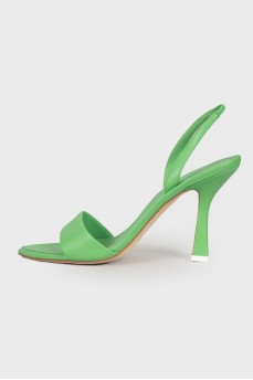 Green leather sandals