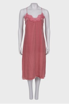Velor dress with lace, with tag