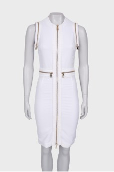 White sheath dress with zippers