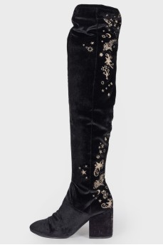 Embroidered textile ankle boots