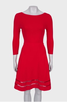 Red dress with A-symmetrical hem