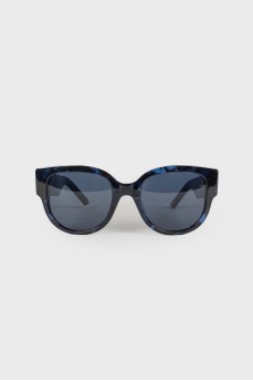 Blue sunglasses with brand logo