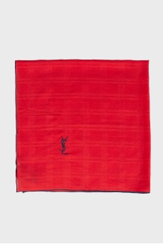 Red scarf with embroidered logo