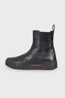 Black leather chelsea boots