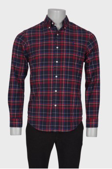 Men's red and blue plaid shirt