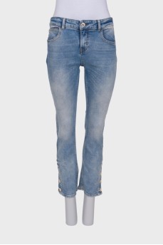 Blue jeans with press studs