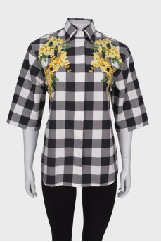 Plaid shirt with embroidery