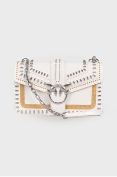 White leather bag with rhinestones