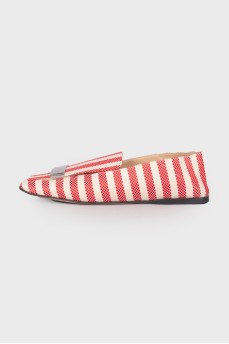 Textile loafers with square toe