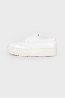 Patent white brogues